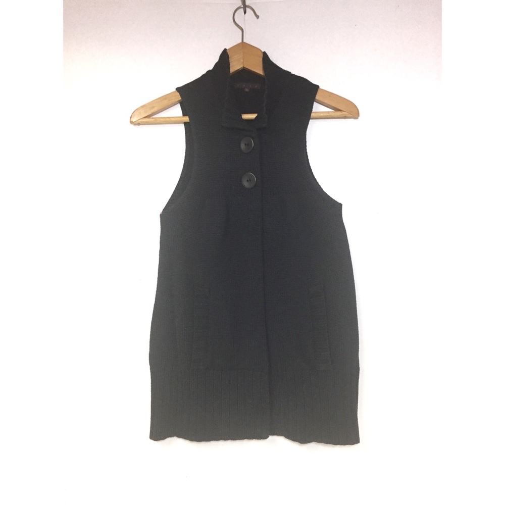 Shae Sweater Vest Long Black Cotton/Cashmere Blend SZ S